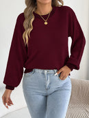 Autumn Winter Causal Round Neck Striped Sweaters Woman 2025 Lantern Long Sleeve Knitted Pullover White Red Khaki Women Clothes