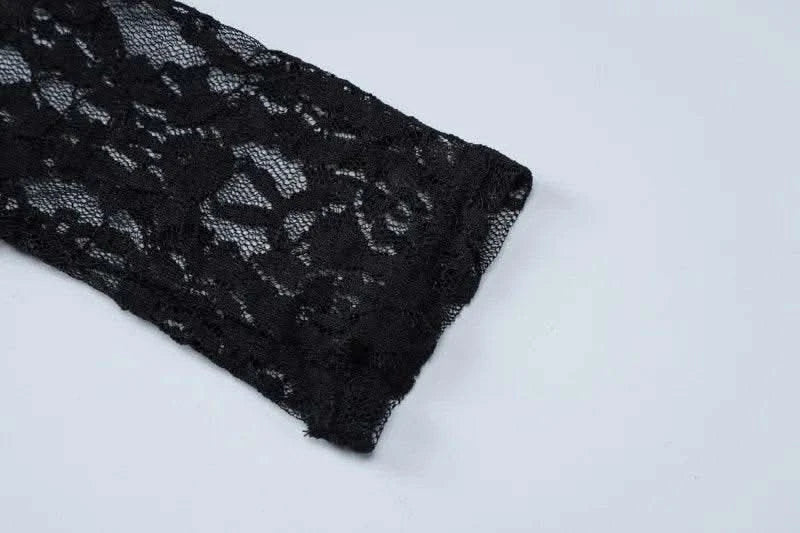 Autumn Fall Women Sexy Lace See Through Streetwear Bodycon Black Long Dress Wholesale Items For Business - M & M Global