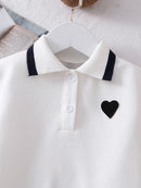 Girls’ 2-Piece Polo Sweatshirt & Navy Pleated Skirt Set