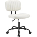 JHK Armless Office Desk Chair Back Lumbar Support Height Adjustable PU Leather Computer Chair with 360° Swivel Rolling Wheels