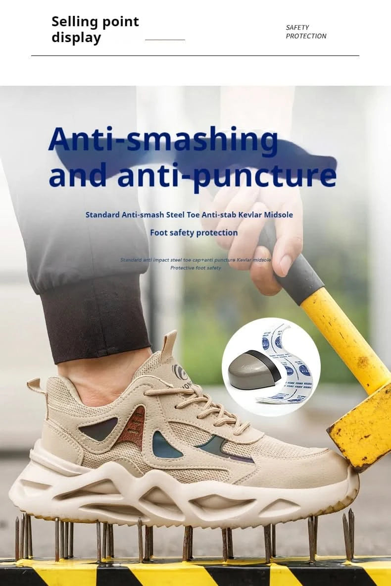 Lightweight Safety Shoes Men Work Shoes Steel Toe Work Boots Breathable Outdoor Sneakers Man Breathable Shoes Protective Boots