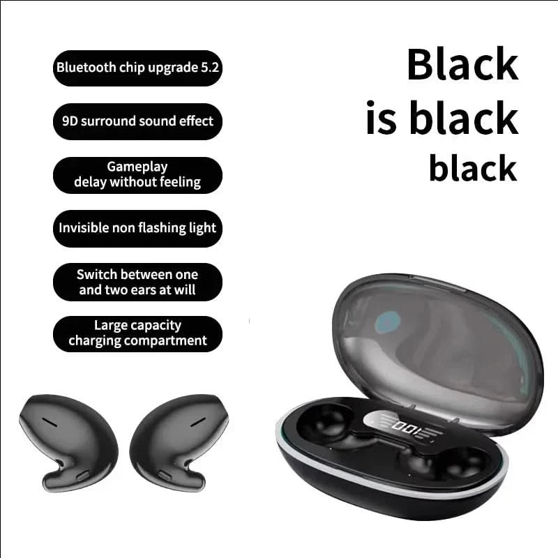 Sleep Wireless Earphone TWS Bluetooth 5.3 Headphones Hidden Earbuds IPX5 Waterproof Noise Reduction Sports Headset - M & M Global