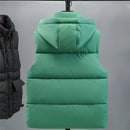 Men's Hooded Vest Winter Zipper Warm Stand Collar Waistcoat Men Cotton Padded Sleeveless Jackets with Big Pockets 2025