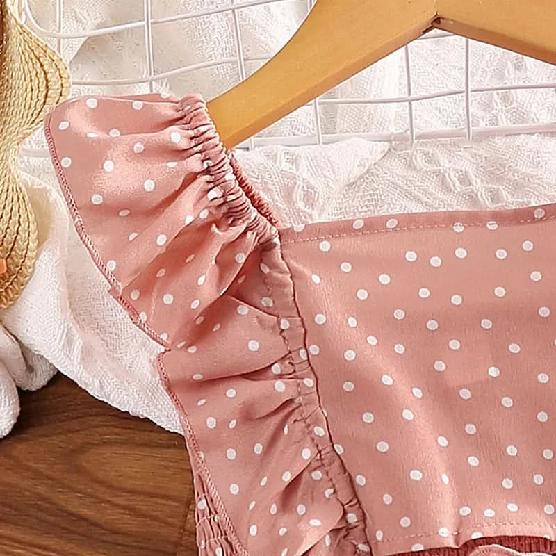 Girls' Clothing Set 5-12T Tri-Color Optional Flying Sleeve Square Collar Vest Top + Lace Skirts  Children Girls Baby Clothes Set - M & M Global
