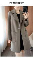 Plus Size Women's Long Sleeve Woolen Coat Pure Color Slim Fit Midi Length Spring New Style Compact Size Versatile Quality Pol...