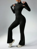 BWQ Women's Solid Color Long Sleeve & Long Pants Slim Fit Activewear Set