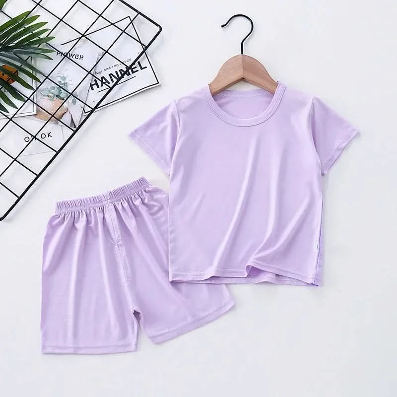 Children's Pajamas Modal Short-sleeved Suit Summer Pajamas Children's Clothing High Waist Belly Protection Home Clothes - M & M Global
