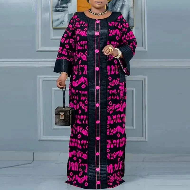 VONDA Women Printed Dress 2024 Vintage Maxi Long Dress Autumn Patchwork Sundress Fashion Elegant Party Vestidos Femme Robe Baggy - M & M Global
