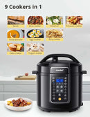9-in-1Electric Pressure Cooker,14 Presets Instant Multi Cooker Olla de Presion Non-Stick Pot Yogurt Maker Rice Cooker 6 Quarts - M & M Global
