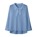 Female Elegant Shirt Women's Solid Color Long Sleeve Business Bow Ribbon Blouse Women Slimming Senior Sense Tunic Tops for Work - M & M Global
