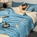 Simple Solid Color Embroidery Washed Ice Silk Single Summer Quilt - M & M Global
