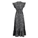 Polka Dot Dress For Women Sexy V-Neck Long Dress Casual And Fashionable Ruffle Edge Short Sleeved High Waisted Dress - M & M Global