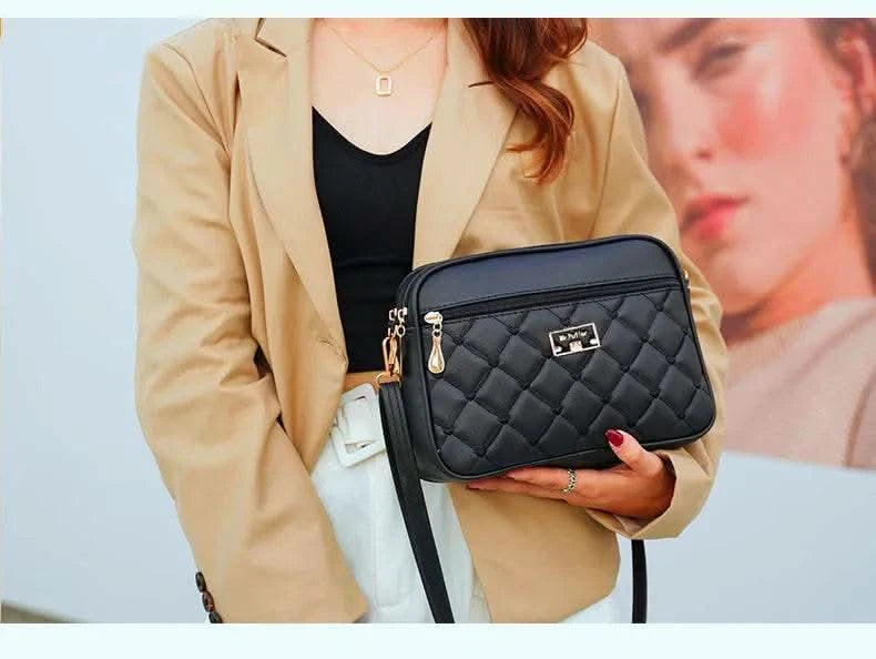 2025 Women's One Shoulder Small Square Handbag New Cross Border Foreign Trade Lingge PU Crossbody Versatile Small Messenger Bag - M & M Global