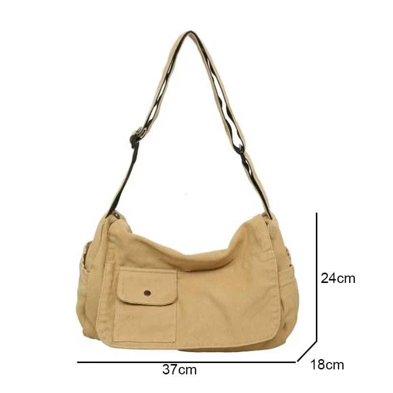 Casual Canvas Messenger Bag Versatile Flip Large Capacity Shoulder Book Bag For Student Adjustable Crossbody Bag For Men Women - M & M Global