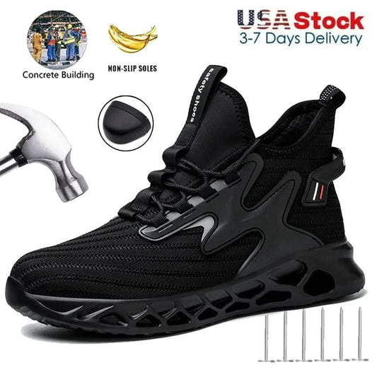 Breathable Steel Toe Boots with Met Guard Puncture Guard Lightweight Sneakers Anti-smash Industrial Safety Shoes Wear-resisting