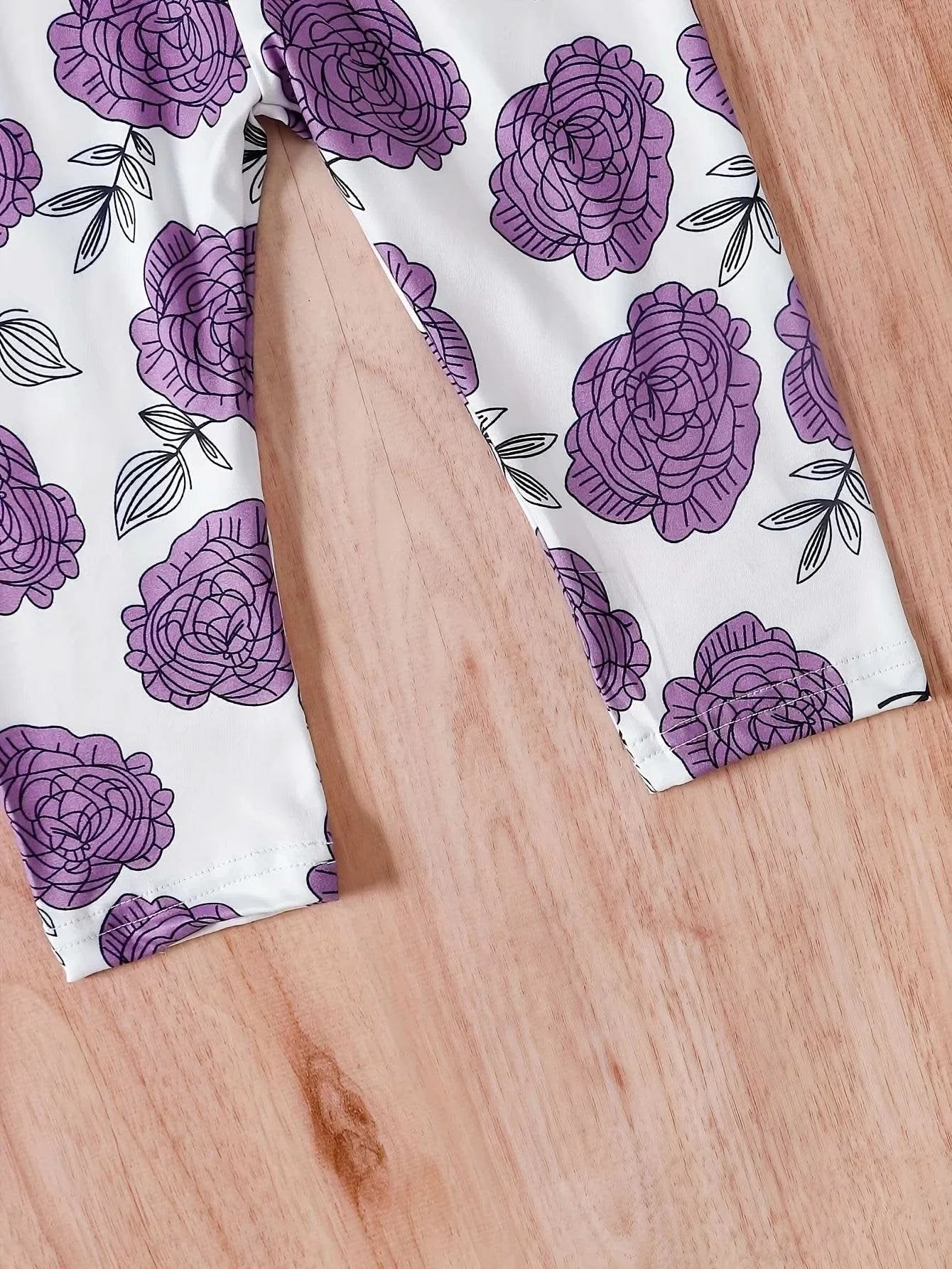 0-3 Years Baby Girl 3PCS Clothes Set Purple Short Sleeved Top+Floral Pants+Headband Fashion Toddler Girl Summer Daily Outfits - M & M Global