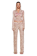 New cross-border INS fashion print trendy street casual leopard print zipper long-sleeved coat and pants set