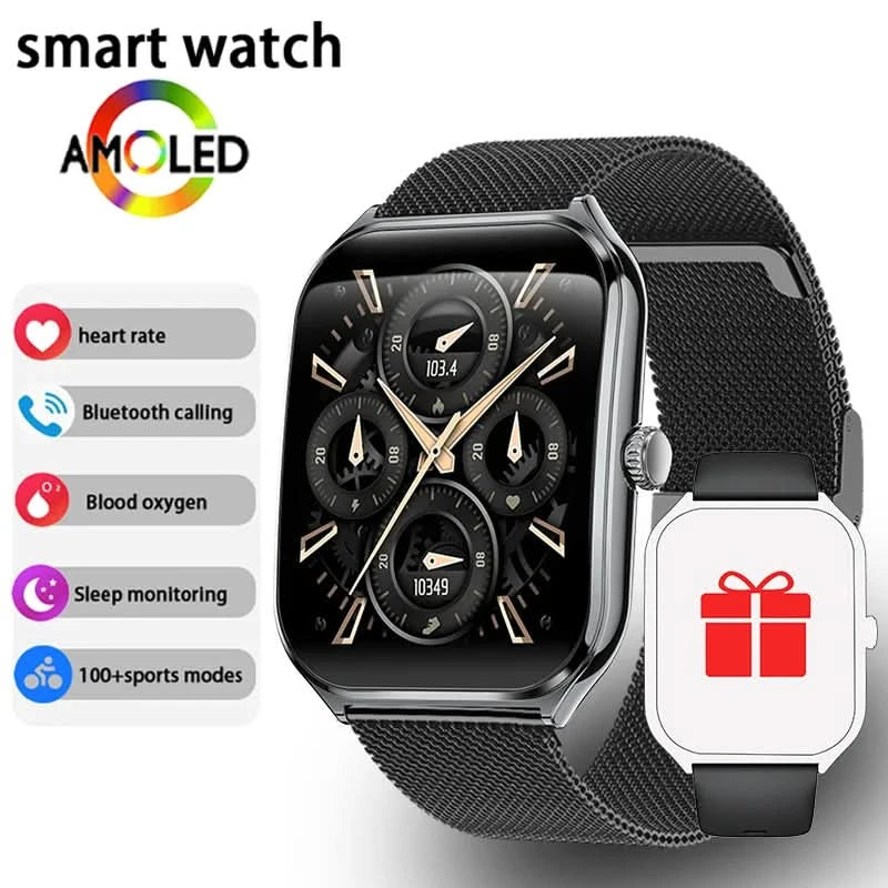 New Ultra Thin Smart Watch men 1.96" AMOLED 360*360 HD Pixel Display Always Show Time Call Reminder Smartwatch Ladies For huawei - M & M Global