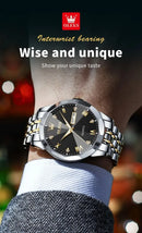 OLEVS Men's Watches Causal Fashion Original Quartz Watch for Man Waterproof Stainless Steel Luminous Date Week Trend Dress Reloj - M & M Global