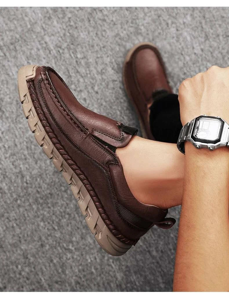 2024 Retro Loafer Genuine Split Leather Classic Shoes Sewing Comfortable Men Casual Slip-on Club Party Shoe Spring Summer - M & M Global