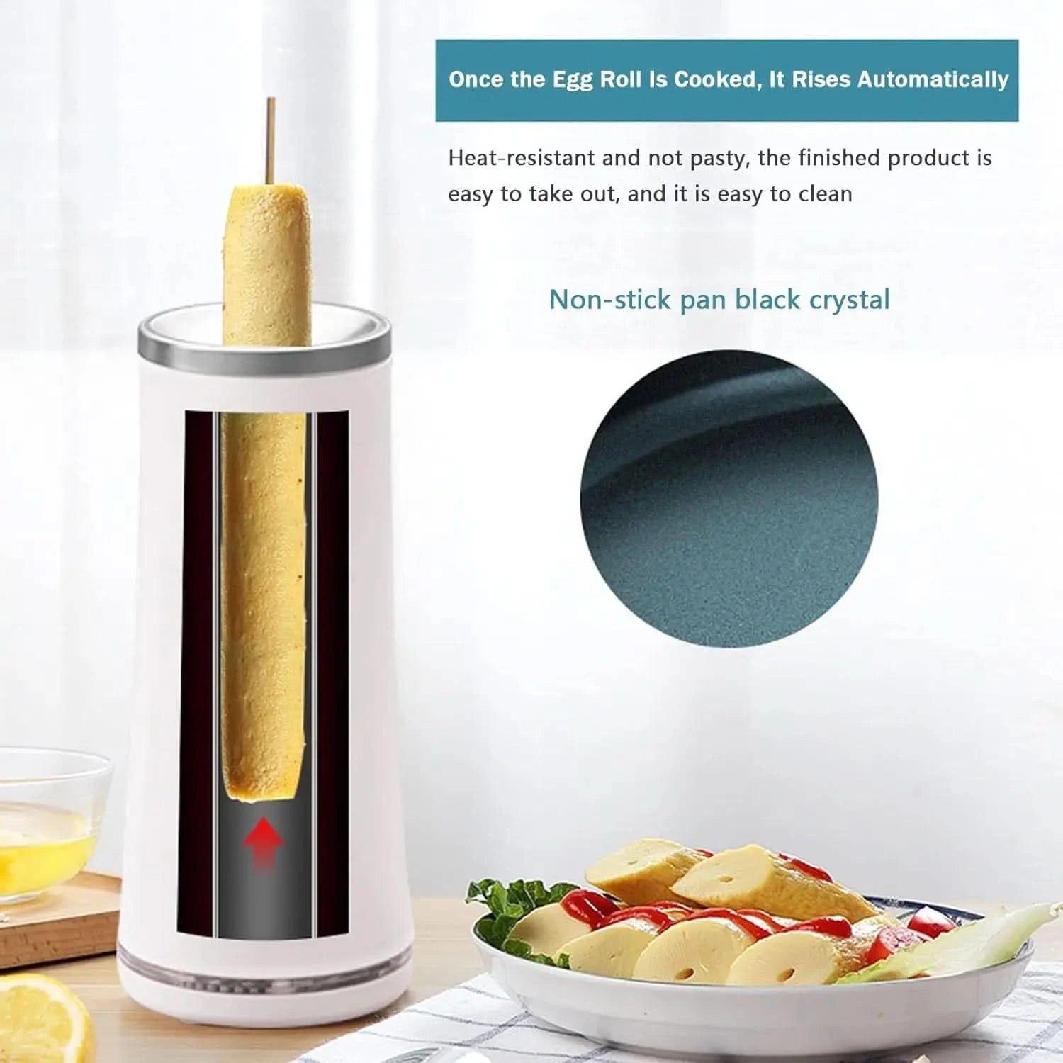 Vertical Non-Stick Simple Quick Egg Cooker, Automatic Egg Roll Machine, Breakfast Sandwich Maker, Hot Dog Master Rapid Sausage B - M & M Global