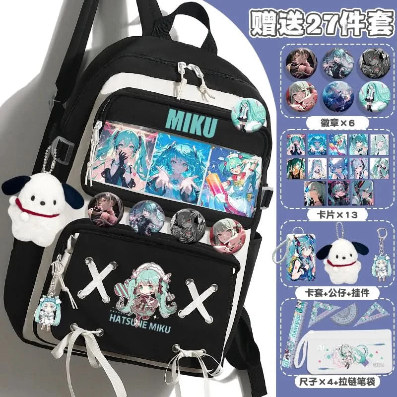 Miku Future School Backpack for Girls 2025 New Fashion Print Youth Pain Bag Large Capacity Backpack for School - M & M Global