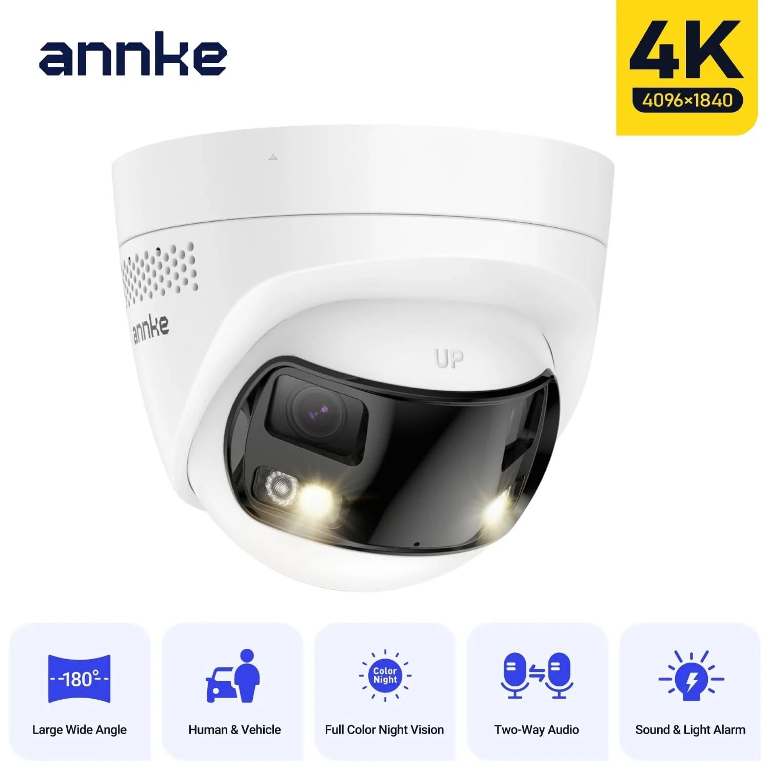 M & M Global ANNKE 8MP Security Camera 180°Panoramic Dual Lens outdoor poe camera 4k AI Human Detect Two Way Audio Weatherproof 8MP IP Camera