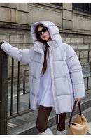 2025 Winter New Down Coat Women Parkas Fashion Long Hooded Outerwear Female Cotton-padded Padded Jacket Loose Ladies Overwear