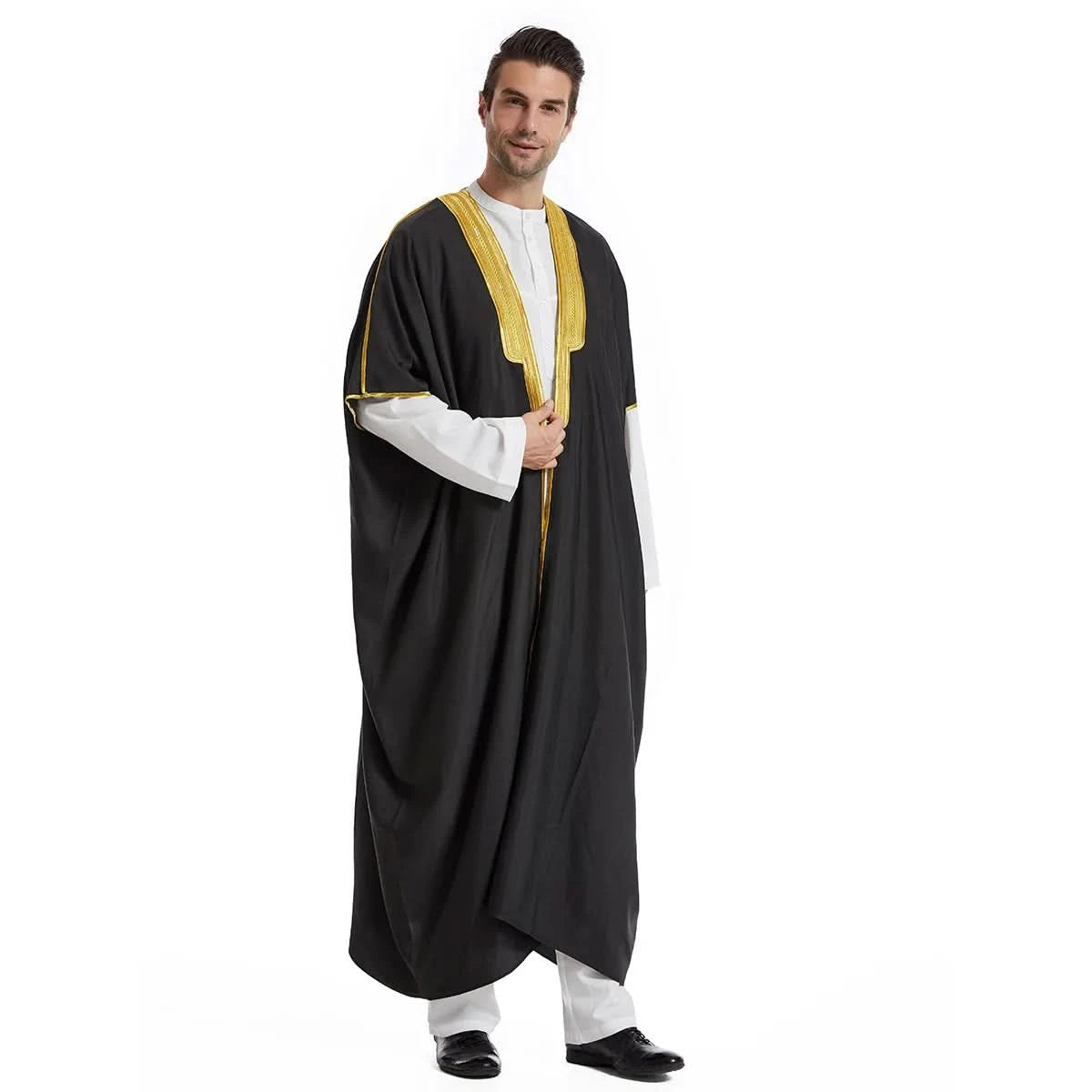 Muslim Arab Men Thobe Thawb Caftan Eid Jubba Thobe Mens Cardigan Abaya Long Dress Ramadan Robe Saudi Arab Musulman Caftan Dubai - M & M Global