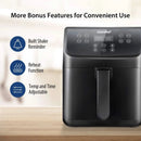 5.8Qt Digital Air Fryer, Toaster Oven & Oilless Cooker, 1700W with 8 Preset Functions, LED Touchscreen, Shake Reminder, Non-stic - M & M Global
