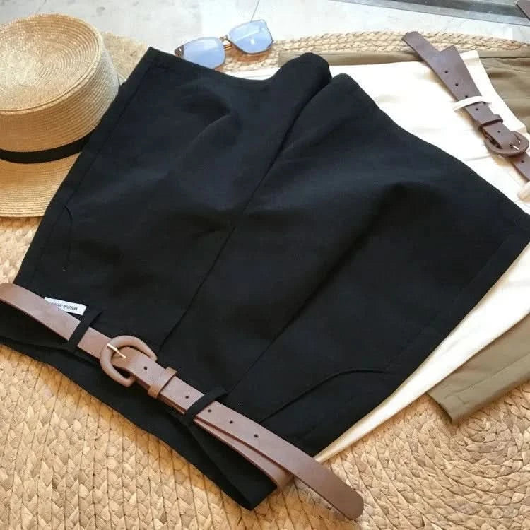 New Wide Leg Shorts for Women 2024 Summer Thin Cotton A Line Short Pants Office Lady Classic Loose Casual Zipper Women‘s Shorts - M & M Global
