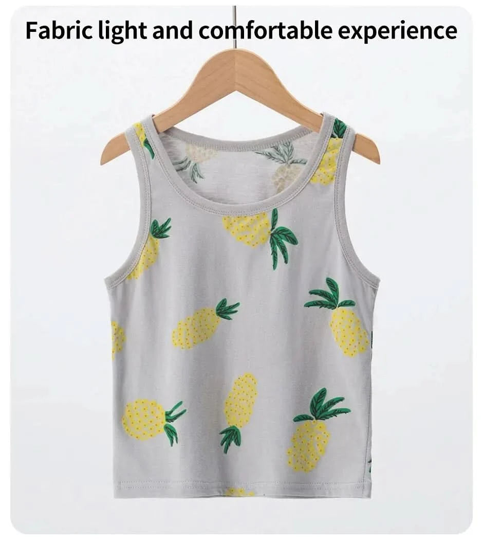 Summer CHILDREN'S Cotton Vest Set Cute Pineapple Boys and Girls Sports Casual Clothes - M & M Global