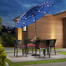 JHK 10FT 3-Tier Patio Outdoor Umbrella with Solar 32 LED Lights Tilting Table Umbrella with 8 Sturdy Ribs for Garden Backyard