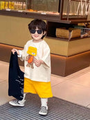 Boys and Girls Summer Set New Children's Cartoon Short Sleeve Cotton T-shirt Shorts 2-Piece Set for Boys' Loose Casual Set - M & M Global
