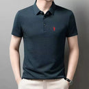 High end customized summer new best-selling Paul embroidery ice silk short sleeved men's business casual comfortable POLO shirt