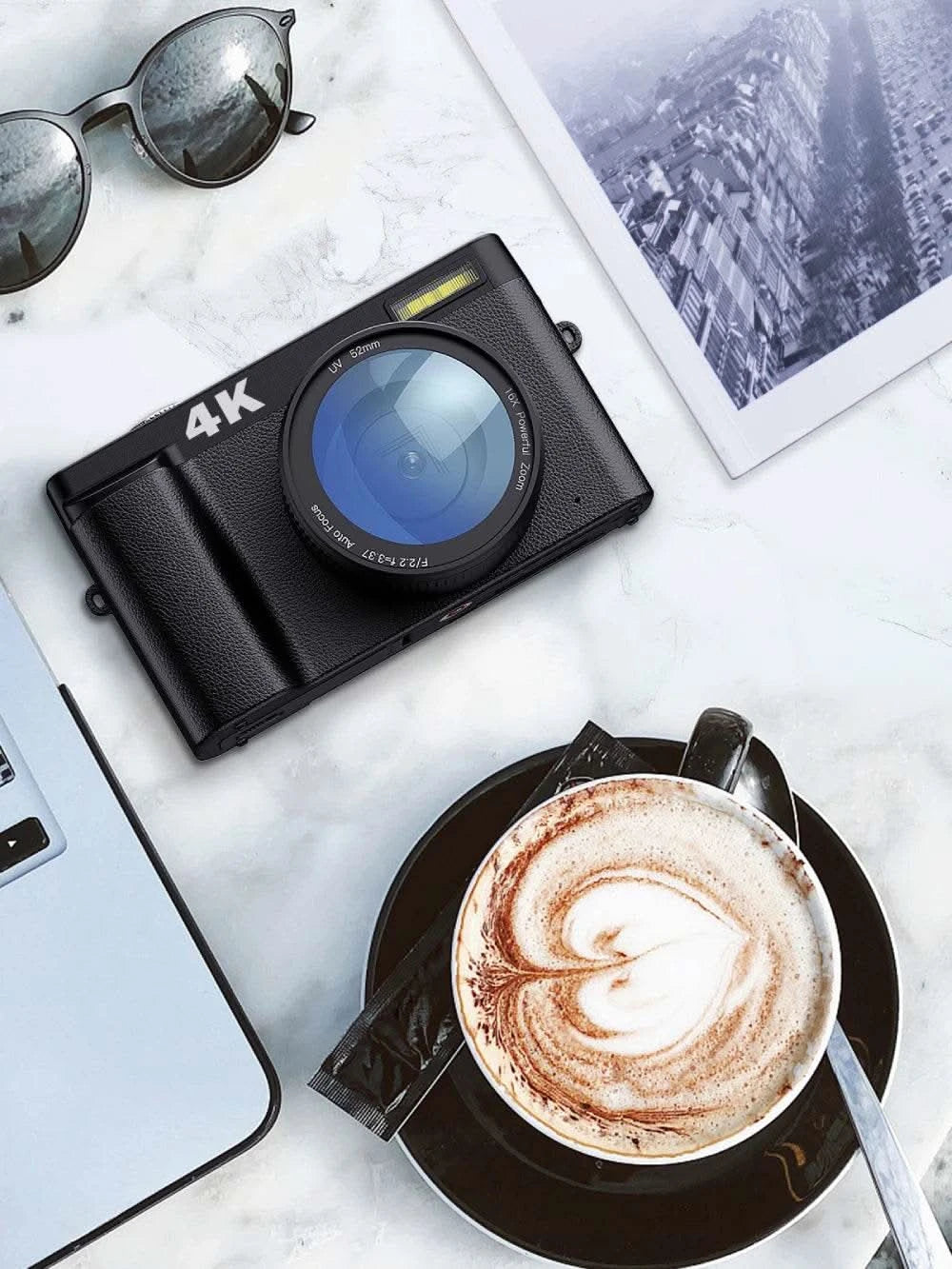 4K Digital Camera for Photography and Video Autofocus Anti-Shake 48MP Compact Vlogging Camera 3'' 180° Flip Screen with Flash - M & M Global