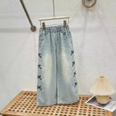 Girls Summer Thin Set Teenage Girls Wide Leg Jeans T-shirt 2-piece Summer Children's Clothing Set - M & M Global