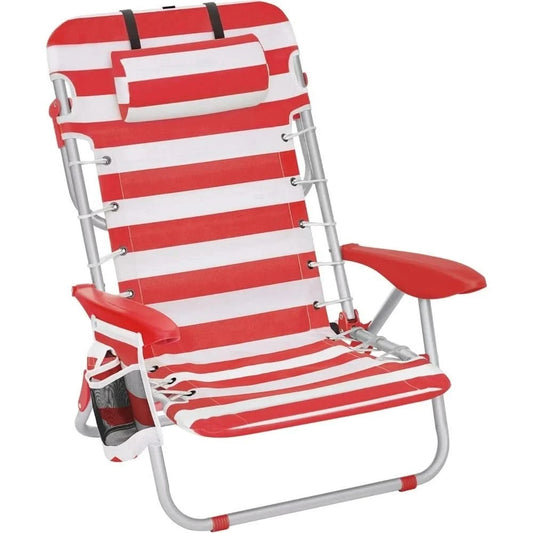 Portable Backpack Beach Chair, 331 lb Capacity, 4 Angles Adjustable Backrest, 2 Side Pockets, Towel Bar