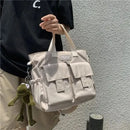 Waterproof Shoulder Bag Women's Multi Pocket Nylon Messenger Bag Preppy Canvas Handbag Women - M & M Global
