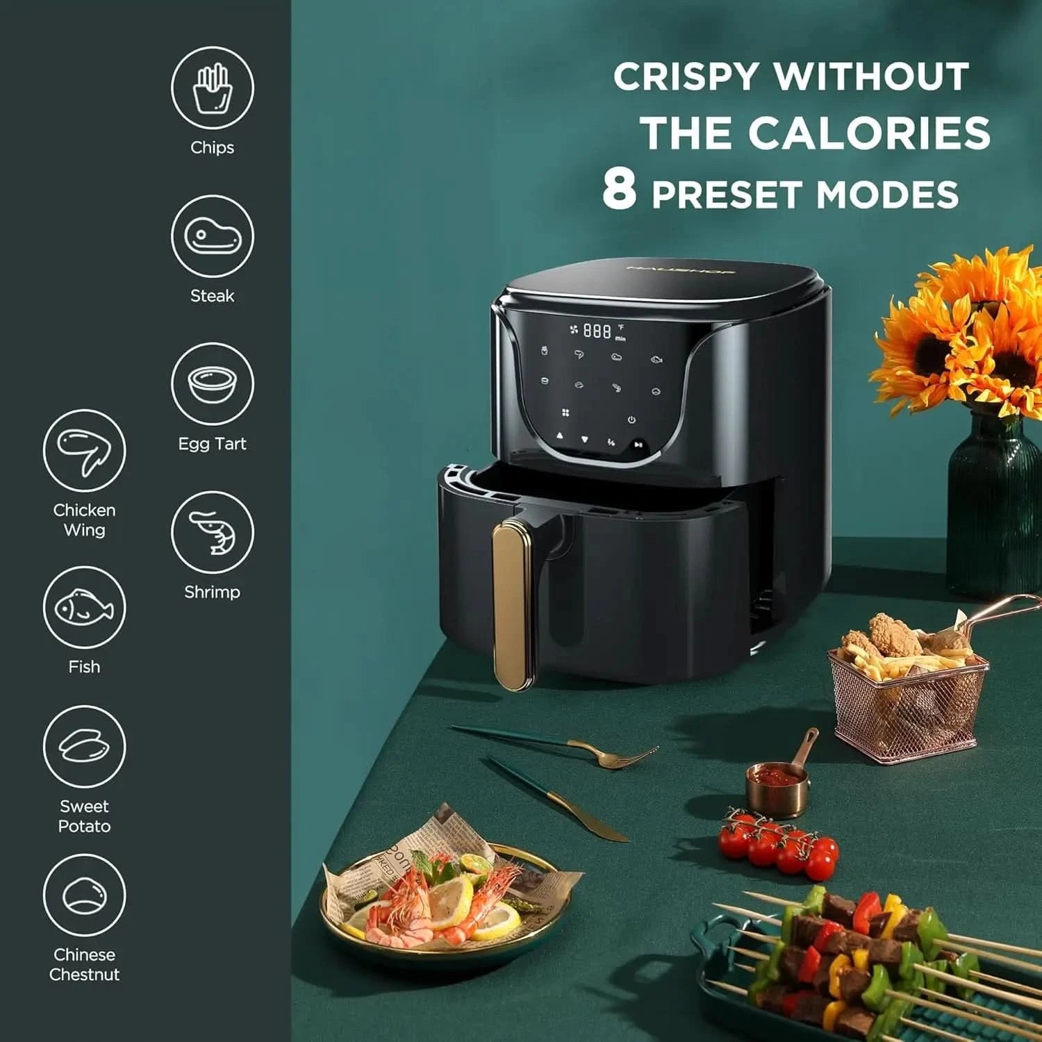 5.8 QT Air Fryer Small Oven, Digital Oil-Less Cooker Airfryer, 8 Presets Cooking Functions, Roast, Bake, Reheat, Cook Quikly wit - M & M Global