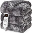 Electric Heated Blanket Throw with Faux Fur, 10-Hour Auto Shut Off, 9 Heating Levels, Fast Warming for Cozy Comfort