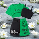 New Kids Girls Clothing Set Summer Short Sleeve Fashion Three Piece Girls Suit Color Block Children Outfits Girls Clothes 8-12Y - M & M Global