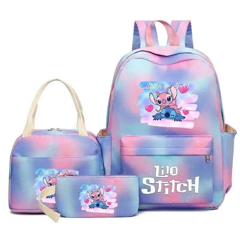 3Pcs Lilo Stitch Colorful Backpack Set With Tote and Pouch Large Capacity Lightweight And Breathable Outdoor Knapsack - M & M Global