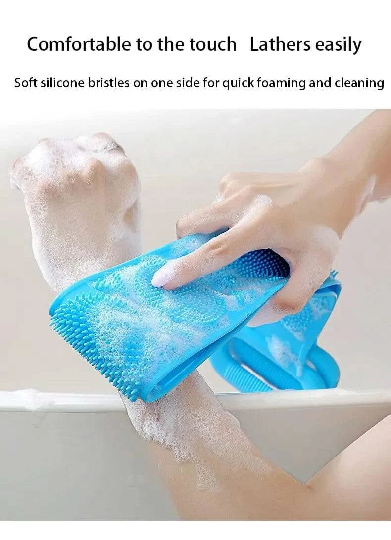 Body Sponge Silicone Brushes Bath Towels Scrubber Rubbing Back Peeling Massage Shower Belt Extended Skin Clean Brushes - M & M Global