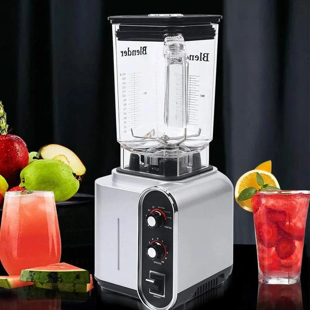 Soundproof Blender,110V 2200W 1.5L Commercial Fruit Juice Smoothie Maker With Shield Quiet Sound Enclosure for Puree, Ice Crush, - M & M Global