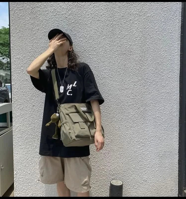 Waterproof Shoulder Bag Women's Multi Pocket Nylon Messenger Bag Preppy Canvas Handbag Women - M & M Global
