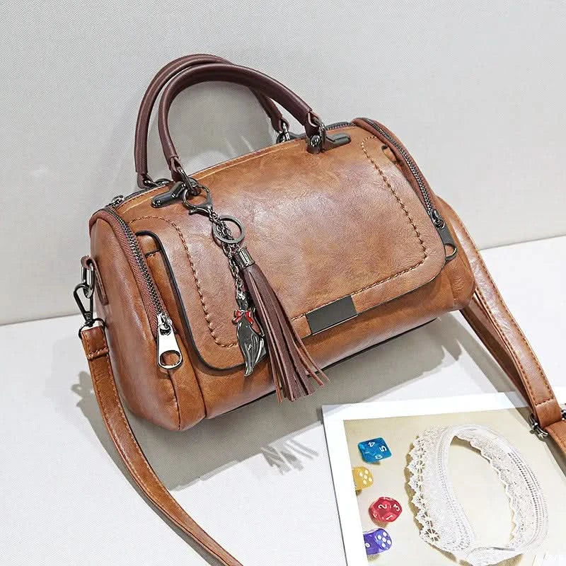Yogodlns Tassel Decor Handbag, Women's Large Capacity Shoulder Bag, Fashion Zipper Crossbody Bag With Removable Strap - M & M Global