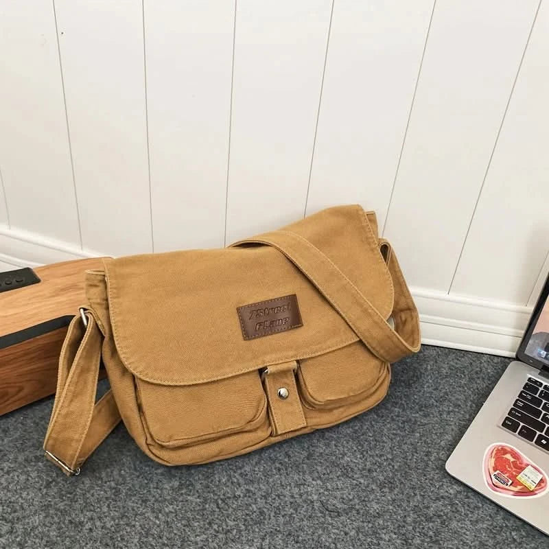 High Quality Canvas Handbag Shoulder Bags Large Capacity Crossbody Bags For Women Simple Casual Messenger Bag Student School Bag - M & M Global