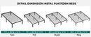 JHK Basic Twin Full Queen King Size Bed Frame Metal Platform Bedroom Frames with Storage Space Sturdy Steel Slat Support 350LBS