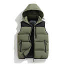 Men Autumn Thicken Cotton Sleeveless Vests Jacket Coat Mens Winter Warm Detachable Hat Outwear Waistcoat Hooded Vest Jacket Male